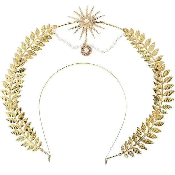 Diadema de diosa Disfraz de Halloween para mujer Tocado de diosa Hermosa hoja, Sol, Estilo de cadena de cuentas Corona / Diadema / Corona de halo María