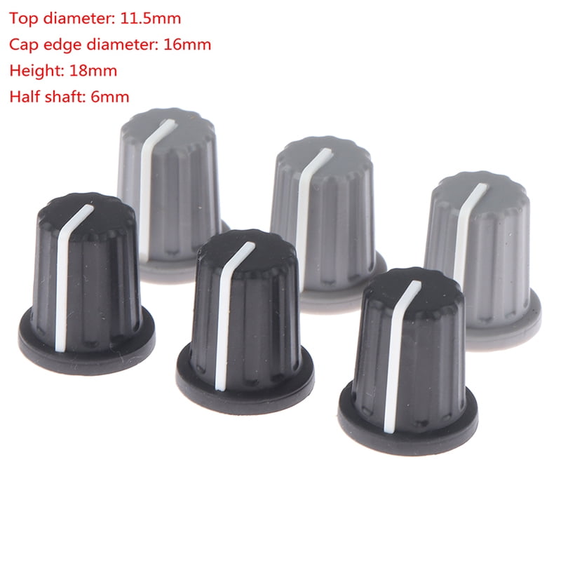 (Black)5pcs Rubber Half Shaft Knob Potentiometer Encoder Knob 270