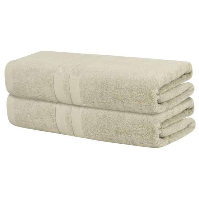 Juego de 2 toallas de baño de algodón REGALWOVEN, suaves, altamente absorbentes y de secado rápido para baño, gimnasio, SPA, yoga, marrón 28' x 56'