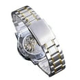 thumbnail image 4 of Winner Man  Mechanical Watch Roman Numeral Rhinestone Skeleton Dial Steel Wristwatch, 4 of 9