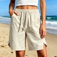 thumbnail image 4 of Wensltd Women Casual Shorts Solid Elastic Drawstring Waist Side Pockets Split Hem Lightweight Summer Everyday Shorts, 4 of 7
