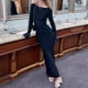 thumbnail image 4 of Vestido Vestido ajustado para mujer, vestido largo elegante sin espalda, vestido negro de verano, atuendo diario Kuymtek Negro T S para Mujer, 4 of 6