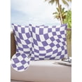 thumbnail image 6 of Pack of 2 Outdoor Pillow Covers, Purple White Block Lattice Plaid Waterproof Square Throw Pillowcase Cushion Decorative Pillow Covers for Couch Patio Tent, 16x16 in, 6 of 6