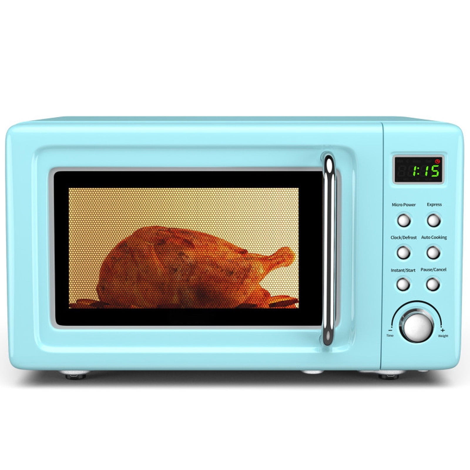 RUIE Retro Microwave Oven,700W 0.7 Cu.ft Countertop Microwave with 5 Power Levels and 8 Auto Cook Menus,LED Display,Child Lock,Compact Microwave for Apartment Dorm Office
