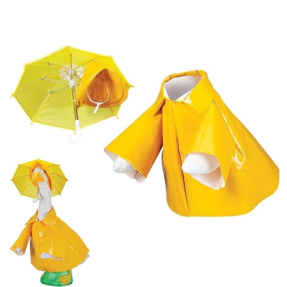Raincoat Porch Goose Outfits with Umbrella Hat, Geese Statue Spring Porch Goose Outfit for 23 Inch Lawn Goose Statue, Spring Summer Yard Gooses Clothes Set for Outdoor Yard Garden Decor