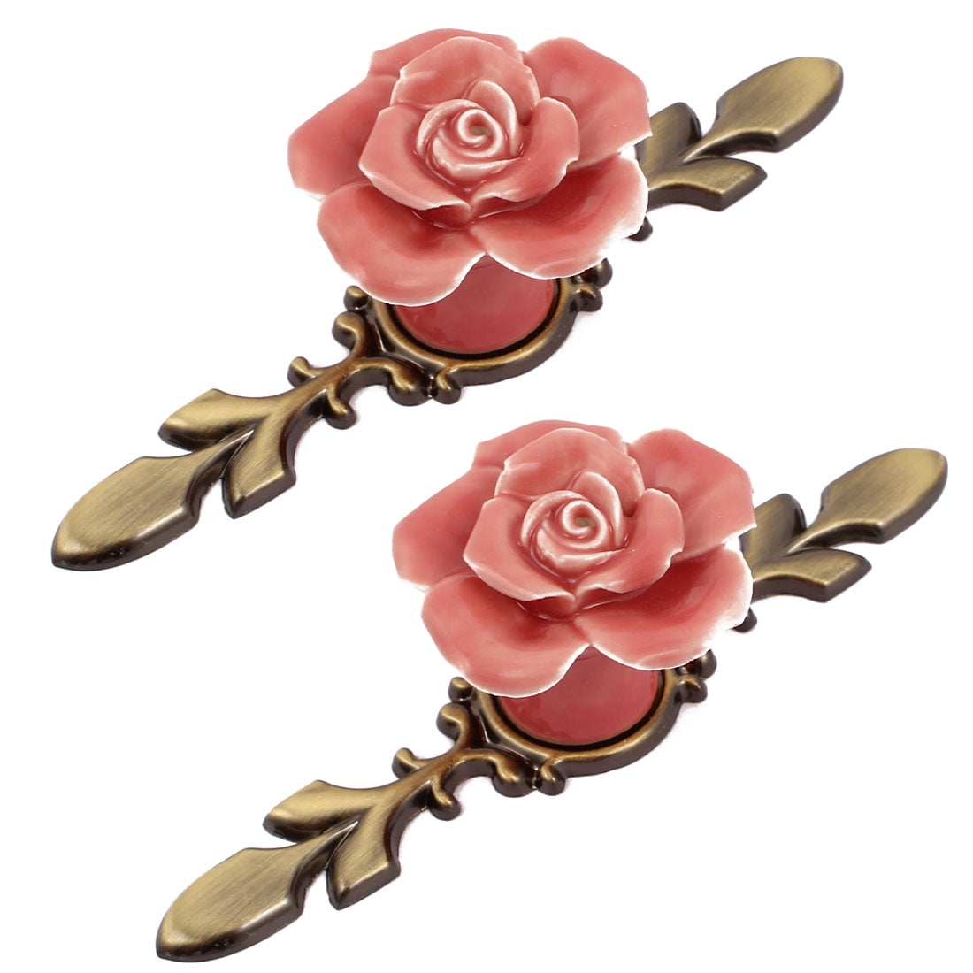 Cupboard Wardrobe Drawer Door Pull Rose Shape Metal Base
