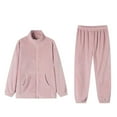 thumbnail image 2 of Jinhomg Womens Flannel Pajama Sets Fleece Loungewear Zip Up Sweatshirt Jacket Jogger Sweatpants Lounge Sweatsuit Winter Jogger Tracksuit with Pockets Deals of Today Pink M, 2 of 4
