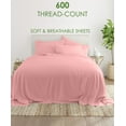 thumbnail image 2 of 6-PC Short Queen Sheet Set - (Extra Pillowcases, Fitted Sheet & Flat Sheet) 600-Thread-Count 100% Egyptian Cotton, Soft Breathable 600TC Cotton, 15-Inches Deep Pockets - Pink, 2 of 7