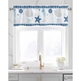 thumbnail image 2 of Coastal Starfish Linen Curtain Valance for Bedroom/Bathroom/Kitchen/Living/Dining Room Window,Nautical Retro Blue Shells Conch Coral Stripes Pocket Topper Drapes Decorative Cafe Drapery 54"x18", 2 of 6