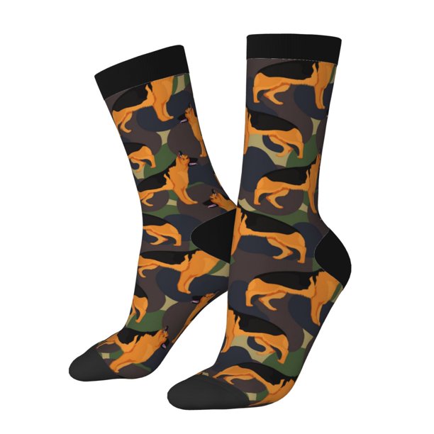 Fotbe German Shepherd Dog Calcetas Largas con Estampado para Hombre y Mujer – Calcetas de Compresión Transpirables y Elásticas, Viajar y Uso Diario Talla 5-11