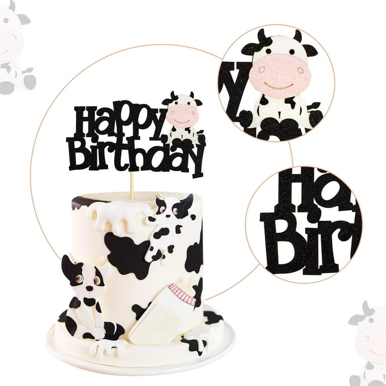 Boy with Cow Birthday Cake Topper, Any Name, Farmer, Personalized Topper,  LT1313
