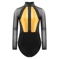 thumbnail image 5 of iiniim Kids Girls Dance Outfits Long Sleeve Shiny Rhinestones Gymnastic Leotards with Metallic Shorts Set Activewear Gold 8, 5 of 7