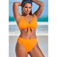 thumbnail image 4 of Swimsuits For All Women's Plus Size Mentor Tie Front High Waist Bikini Set 18 Orange, Orange, 4 of 5