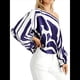 thumbnail image 1 of Conjunto de Dos Piezas Holgado de Otoño para Mujer, con Hombros Descubiertos, Estampado, Larga, Informal, para Salir, Pantalones Anchos Azul M, 1 of 7