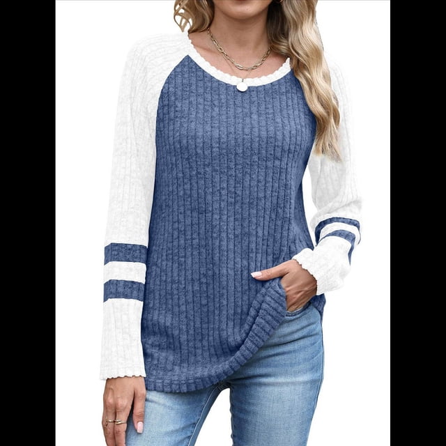 Sudadera de Larga para Mujer, con Bloques de Color, Informal, para Otoño. Azul M