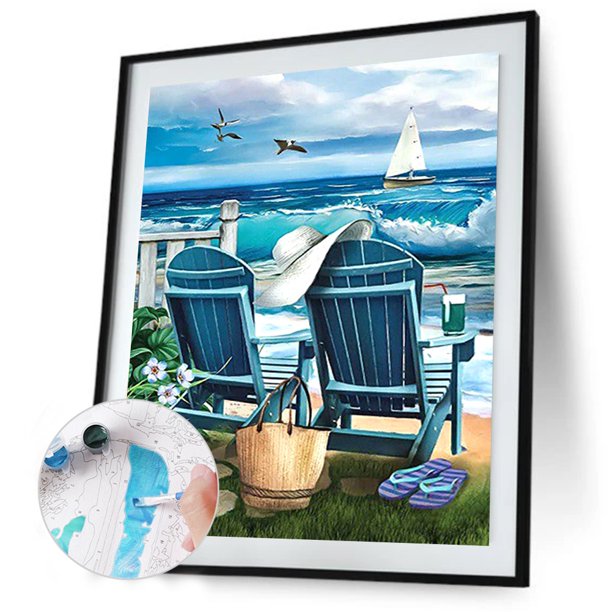 Cuadros Decorativos Sillón de playa 40X50cm pintura al óleo por números imagen DIY pintura artesanal Sywqhk Nuevos Originales