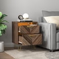 thumbnail image 3 of Topcobe 1Pcs Nightstand 2 Drawer for Bedroom, Small Night Stand End Table Modern, Sofa Side Table with 16 Color Remote Control Lights for Living Room, Brown, 3 of 16