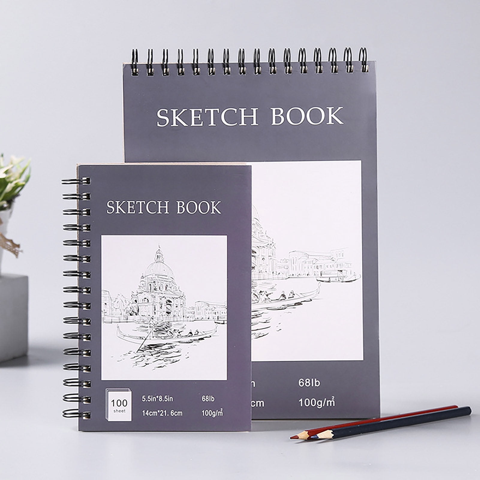 Homerr Acid-free Paper Sketchbook Spiral Bound Sketchbook A4 Hardcover Sketch Book - Spiral Bound, 100 Sheets, Acid-Free for Art Students
