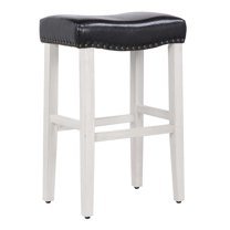 29" Upholstered Saddle Seat Bar Stool in Black