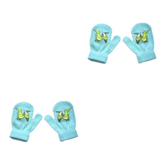Sonducket 1 par de manoplas para niños, calentador de dedos para niños y niñas, manopla para exteriores con patrón de dinosaurio, manopla Tipo 3 2Conjunto