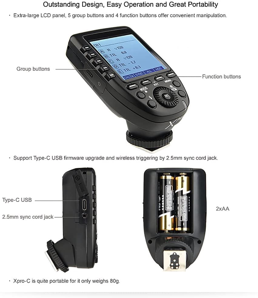 Déclencheur Flash Godox XproII-C - Sans Fil 2.4GHz HSS TTL Pour Canon