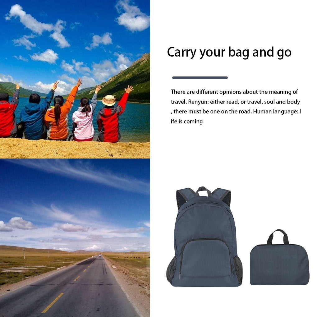 Vonky Portable Outdoor Travel Backpack Anti Theft Waterproof Pack Hiking Daypack Folding School Bag Green