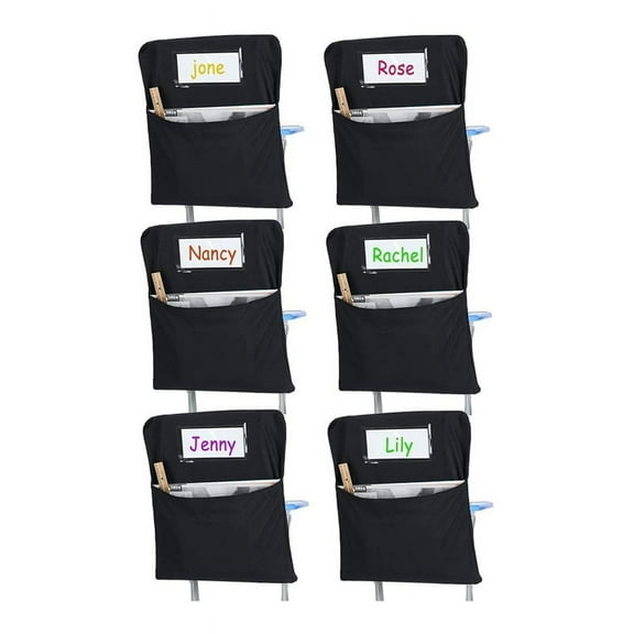 6Pcs Chair Storage Pocket Bag Pockets for Classrooms Student Organizer with Name Tag