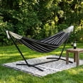 thumbnail image 1 of IdealHouse Hamac Double en Coton avec Support en Acier Robuste et Résistant à la Rouille, Capacité de 450 Lb Hamac Traditionnel Tissé Portable avec Sac de Transport pour Cour Arrière, Jardin et Camping, Onyx, 1 of 6
