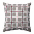 thumbnail image 1 of 15.5 in. Country Home Grid Square Red & Biscuit Throw Pillow, 1 of 1