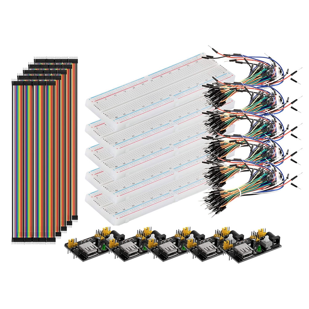 Soimiss Breadboard Power Supply Module Breadboard Jumper Wire Kit Multi Electron Portable 5Pack