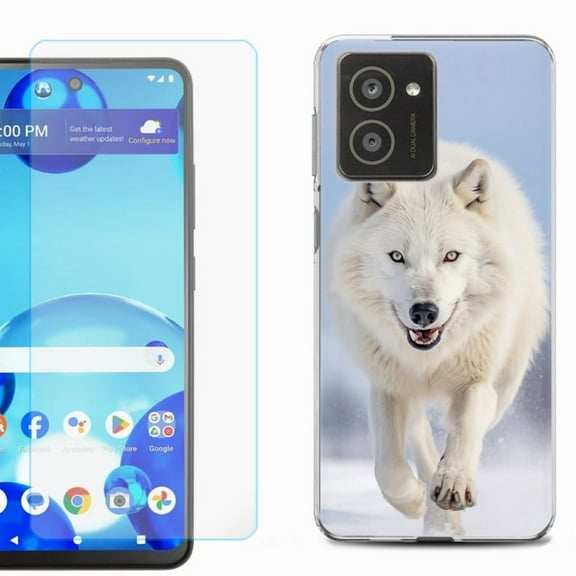 For HMD Vibe Shockproof Phone Case Cover with Tempered Glass Screen Protector, by OneToughShield - Arctic Wolf