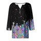 thumbnail image 5 of Fiudx Ofertas Flash Del Día Camiseta Holgada de Manga 3/4 con Cuello En V y Estampado Navideño Informal a La Moda para Mujer, 5 of 5