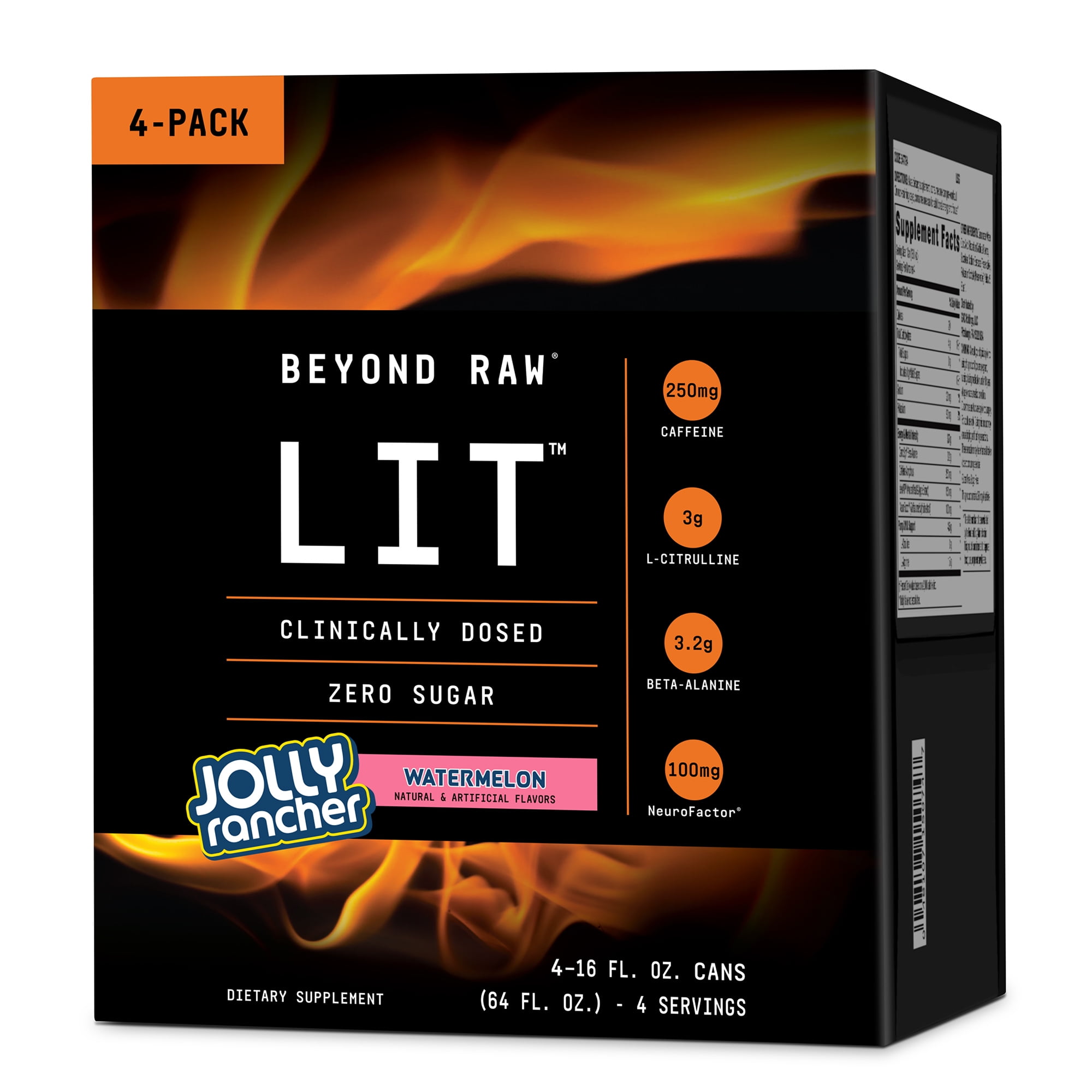 LIT On-The-Go Pre-Workout Energy, Jolly Rancher Watermelon, 16 Fl Oz (4-Pack)