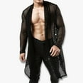 thumbnail image 6 of BSDJILFG Mens Cardigans Cute Mesh Sheer Crochet Fishnet Long Sleeve Loose Fit Shirts Nightwear Sleepwear Christmas Clothes, 6 of 6
