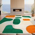 thumbnail image 2 of Design&I 9'x12' Washable Area Rug Abstract Contemporary Interlocking Shapes Orange Teal Burnt Fall for Great Room, Large Living Giant Skid-Resistant, 2 of 7