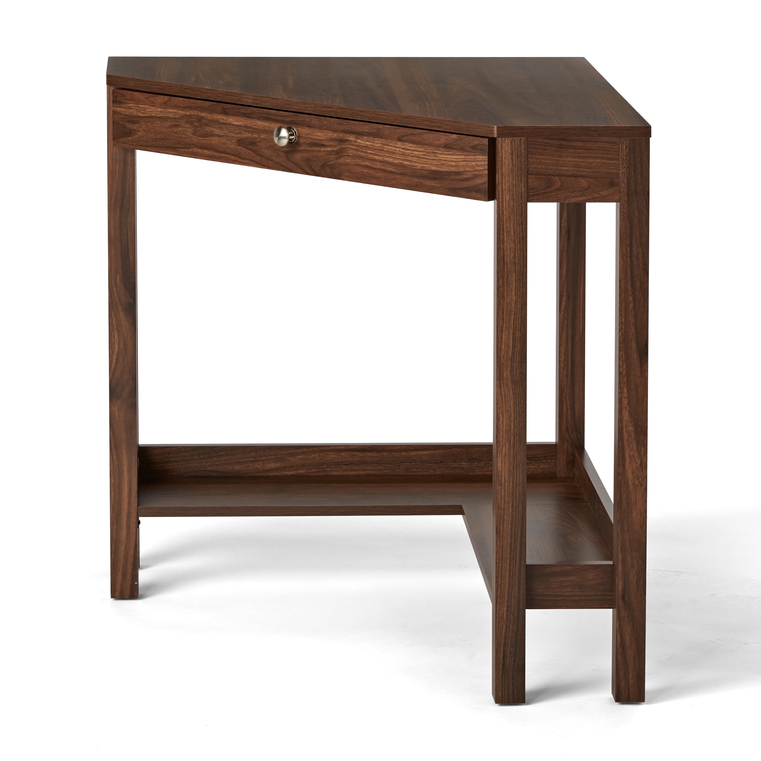Mainstays Corner Writing Desk With Drawer And Lower Shelf Brown