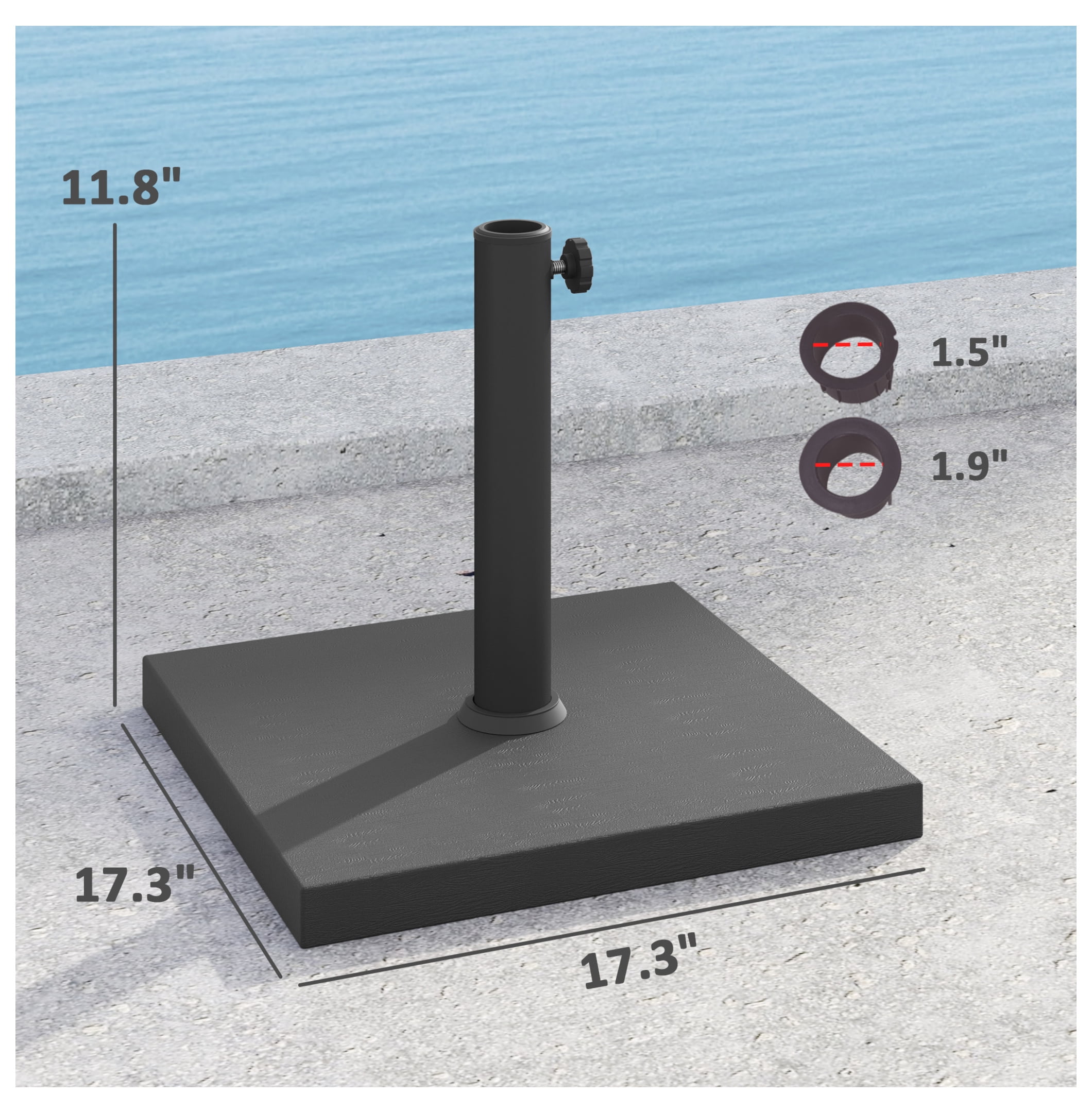 Patio Umbrella Base, 40 lbs Concrete Heavy Duty Umbrella Base, Outdoor Umbrella Stand Patio Umbrella Holder for 1.5"/1.9" Umbrella Poles for Outdoor, Lawn, Poolside, Black