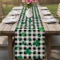 thumbnail image 4 of St. Patrick's Day Table Runner - 120 Inch Long Spring Green Shamrock Black Plaid Beige Cotton and Linen Blended Dress Scarves Farmhouse Table Runner for Kitchen Dining, Coffee Table, 13" x 120", 4 of 8