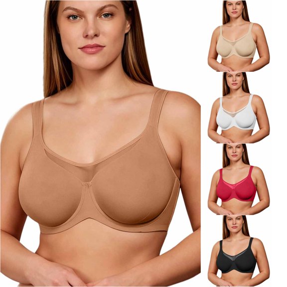 Afdoent Bras for Women Full Figure Seamless Underwire T Shirt Bra Push Up Comfort Everyday Bra