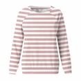 thumbnail image 5 of HVOBTTY Womens Long Sleeve Pullover Sweatshirt, Fall Tops for Women, Women's Casual Striped Crew Neck Raglan Sleeve Pullover Sweatshirt Pink, XL, 5 of 5