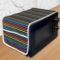 thumbnail image 1 of Purple and Yellow Microwave Oven Cover, Rainbow Like Colorful Optical Illusory Vertical Repetitive Wavy Stripes, Water Resistant Organizer with Pockets for Kitchen, 36" x 12", Multicolor, by Ambesonne, 1 of 4