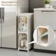 thumbnail image 5 of Gabinete de almacenamiento estrecho delgado con ruedas móviles, organizador de baño alto para espacios pequeños, 2 niveles blanco, 5 of 7