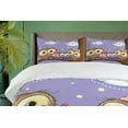 thumbnail image 4 of Ambesonne Bird Duvet Cover Sets, Cartoon Style Owl Family, 2-King, Lavender and Brown, 4 of 7