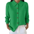 thumbnail image 4 of cocolona Cardigan Sweaters for Women Lapel Casual Long Sleeve Knit Button Blouses Fall Solid Color Lightweight Sweater Coats, 4 of 6