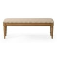 thumbnail image 1 of Maven Lane Elizabeth Traditional Upholstered Wood Bench, Antiqued Natural Finish, 1 of 6