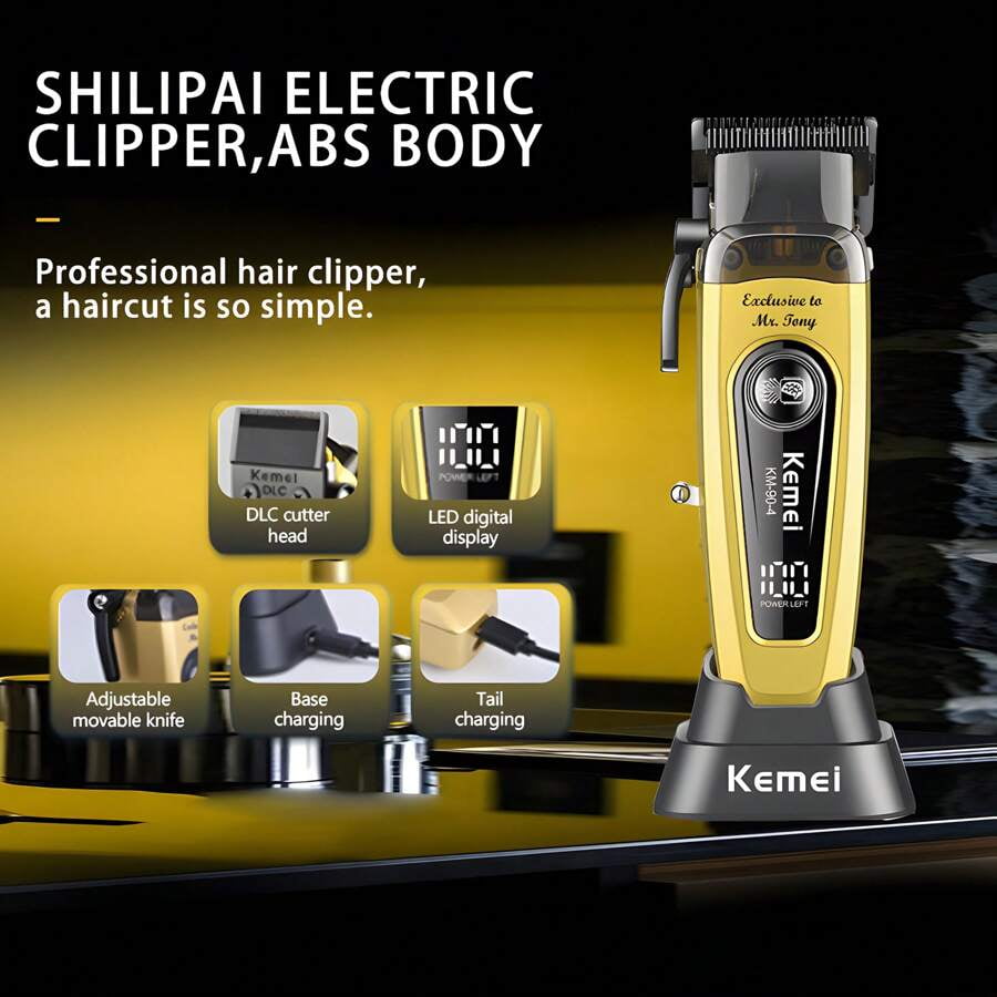 Kemei 電動バリカン KM-90-4 ゴールド 充電式 DLC刃 プロ仕様 Kemei Kemei KM-90-4 Professional Hair Clipper For Salon, 115,00