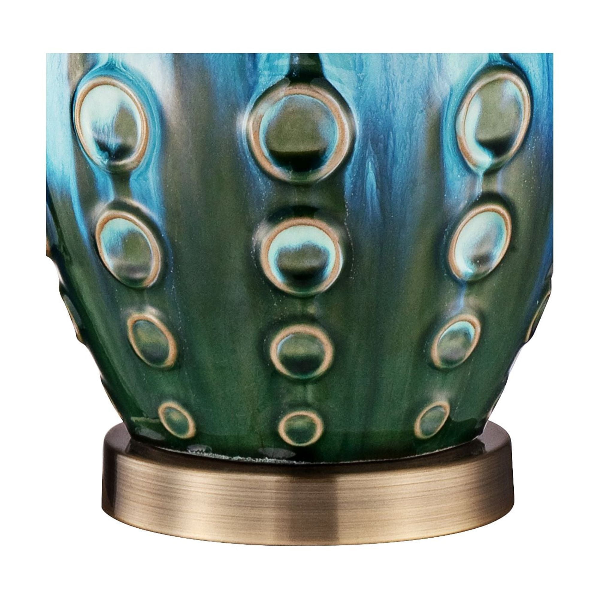 360 Lighting Mid Century Modern Table Lamps 26.5" High Set of 2 Ceramic Teal Handmade Tan Linen Tapered Shade for Living Room Bedroom (Color May Vary)