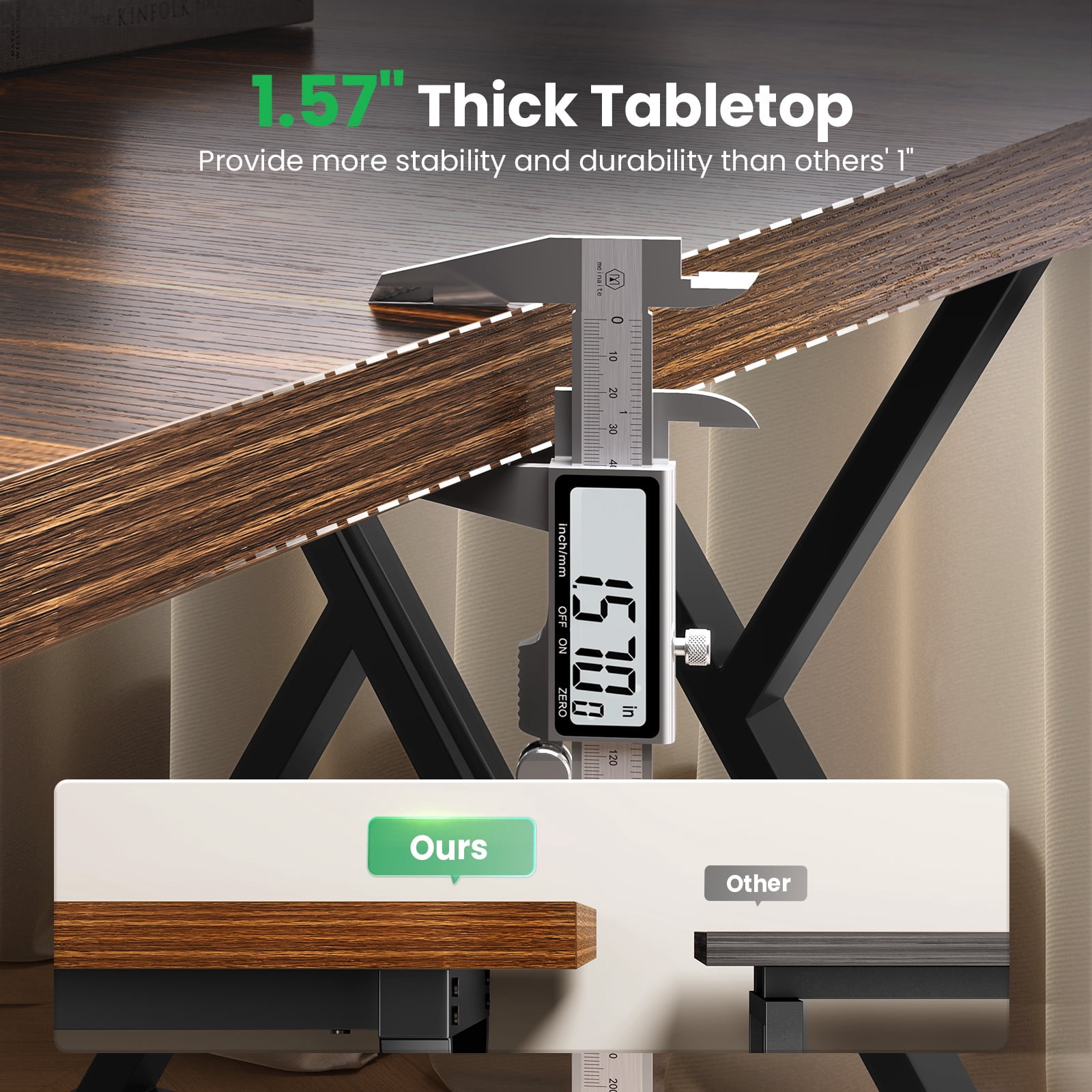 Computer Desk Executive Desk With Thick Wooden Tabletop And Metal Frame