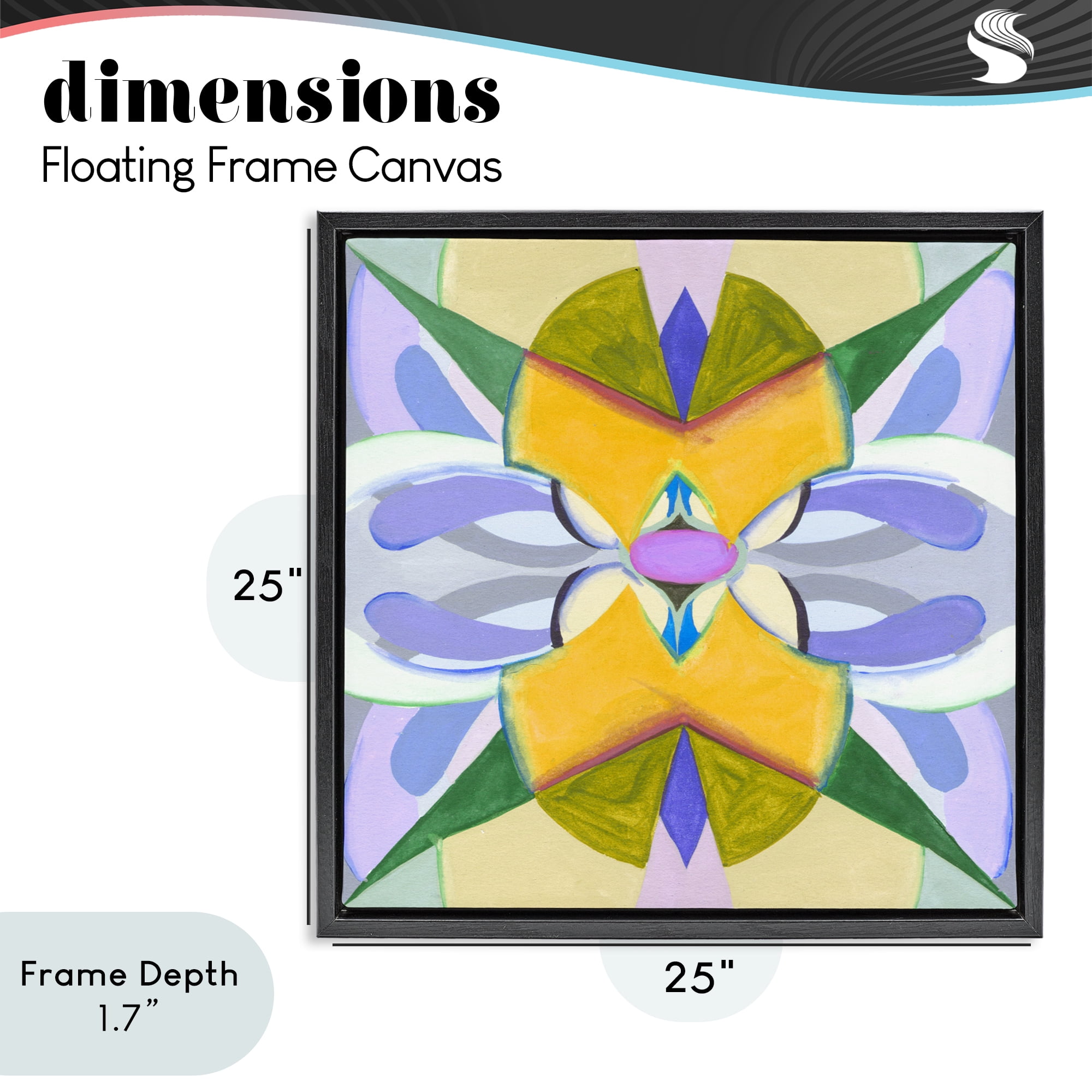 Stupell Industries Revival Kaleidoscope Symmetry Black Framed Floater Canvas Wall Art, design by Melissa Wang