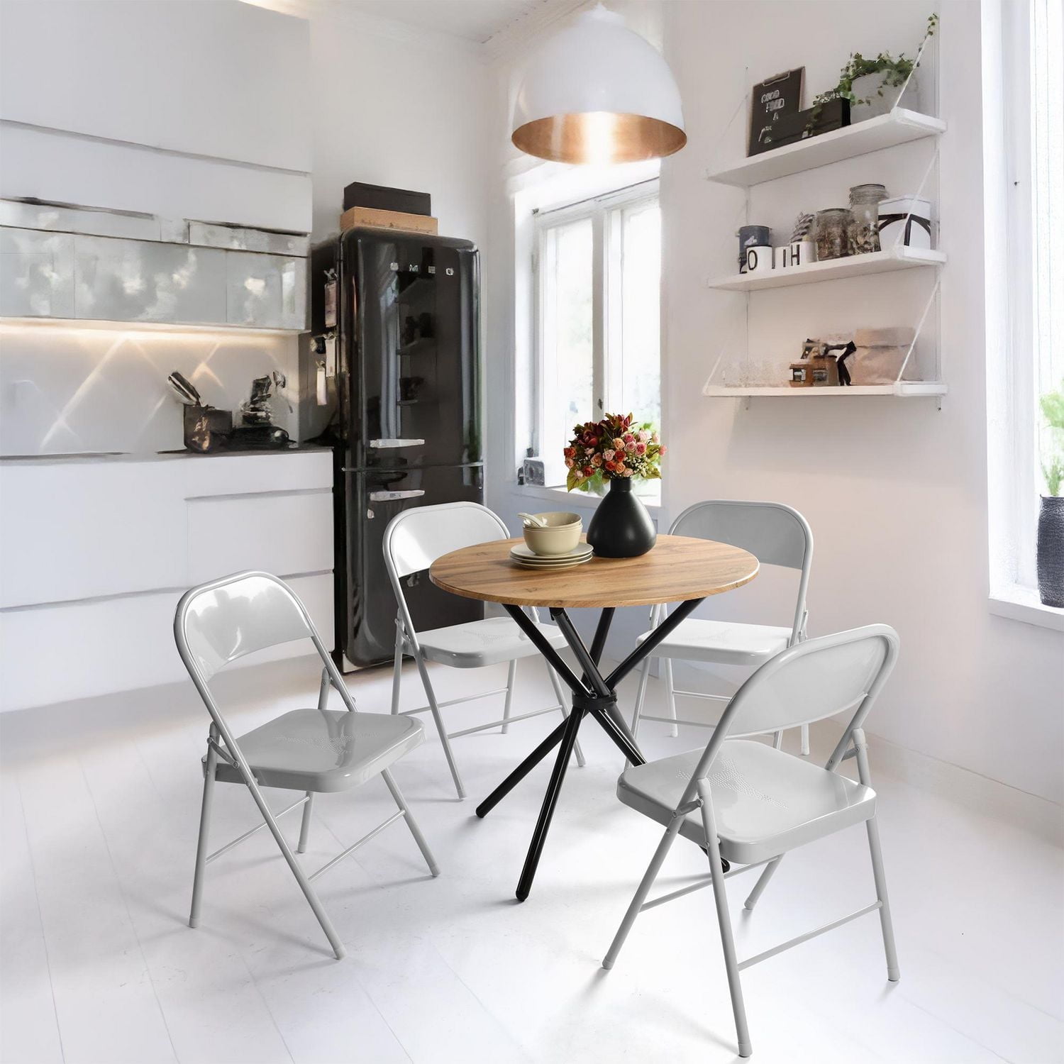 Homy Casa Dining Chair Set of 4 - Sturdy Folding Chairs ,Trendy Morandi Colors for Home & Business, Blue/ Pink/ Grey